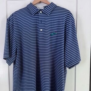 Peter Millar Navy and White Striped Polo